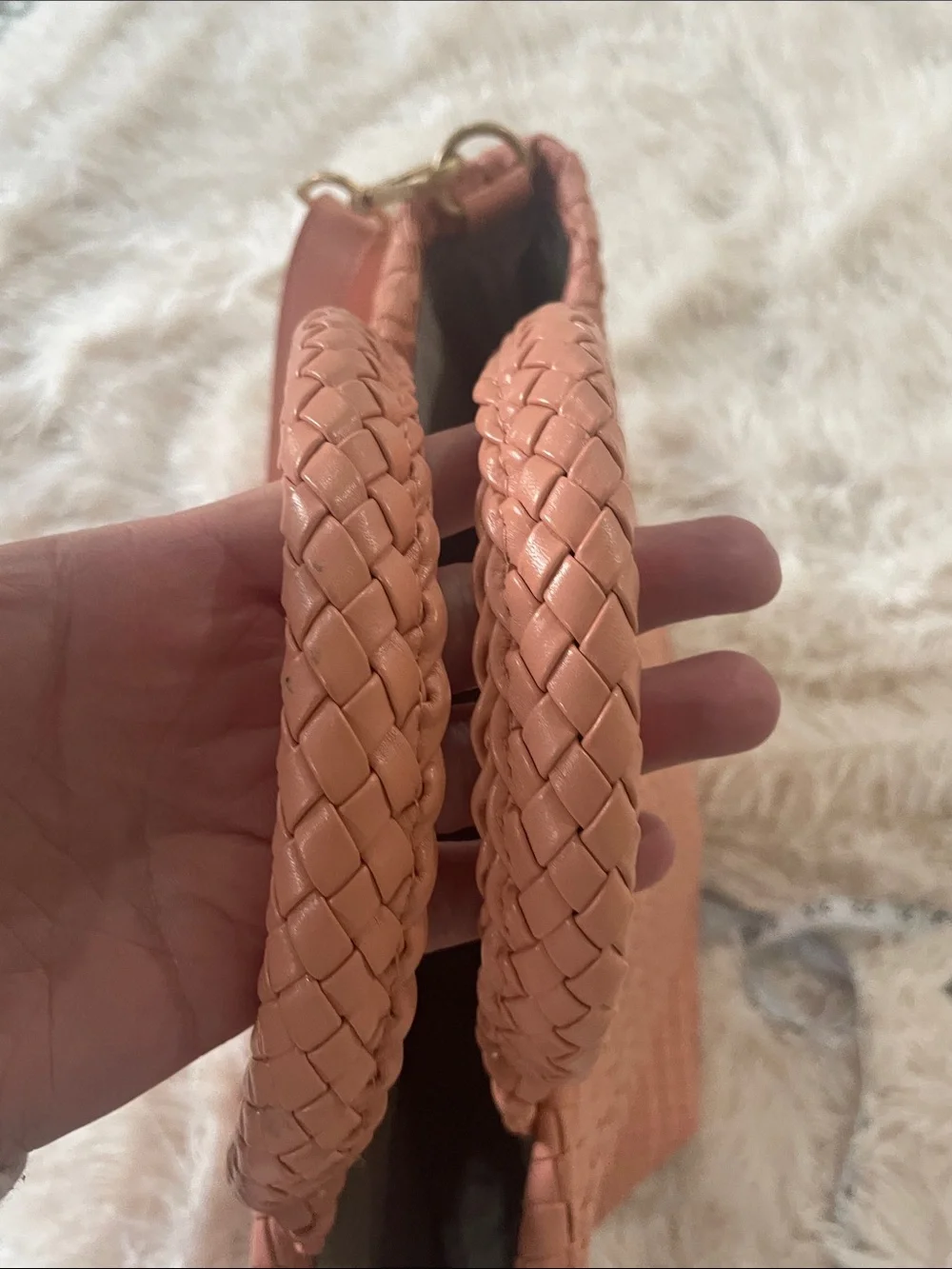 Woven Pink Tote with Detachable Shoulder Strap